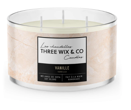Chandelle de soya - Vanille - Three Wix & Co